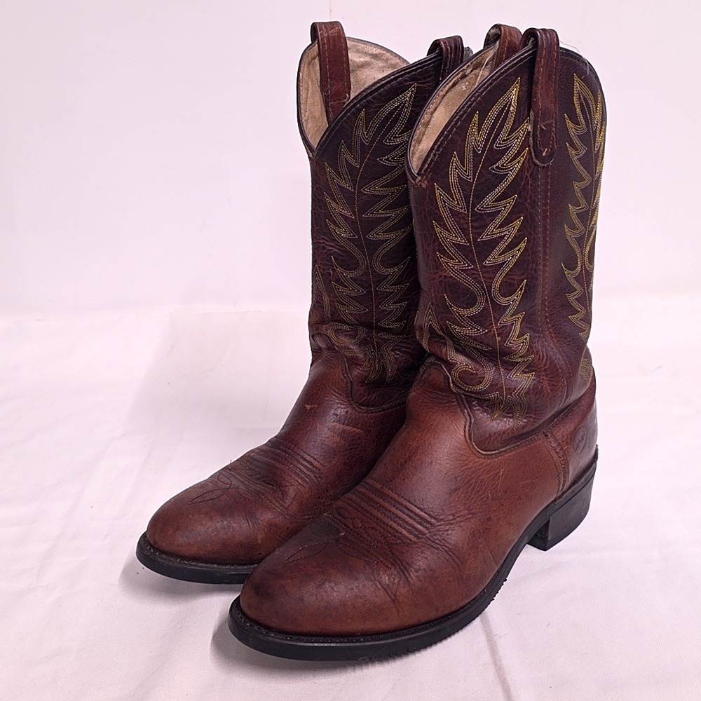 Double H Western Boots Mens 11 2E Brown Leather R-Toe Cowboy Workwear Ranch